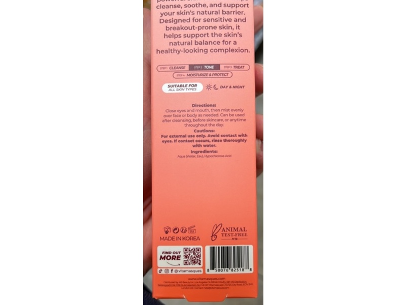 Vitamasques Skin Support & Calm Daily Rescue Spray, Hypochlorous Acid, 3.38 fl oz/100 mL