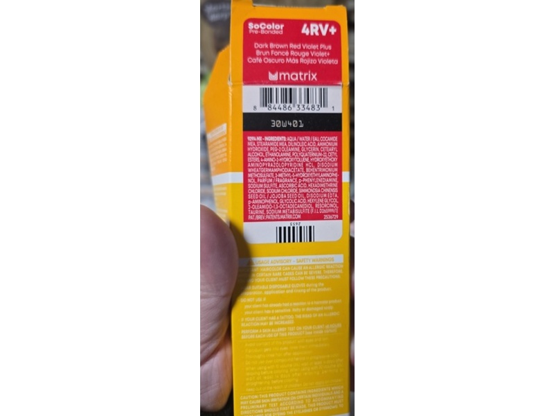 Matrix Socolor Pre-Bonded Permanent Reflect Hair Color, 4RV+ Dark Brown Red Violet Plus, 3 oz/85 mL