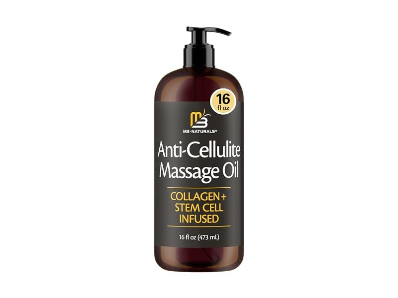 M3 Naturals Anti-Cellulite Massage Oil, Collagen + Stem Cell Infused, 16 fl oz/473 mL