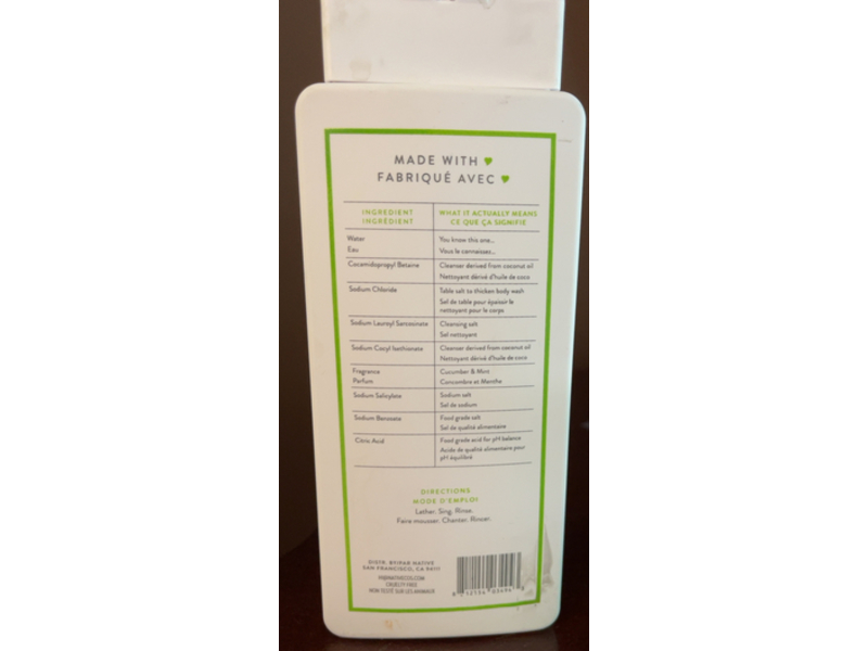 Native Body Wash, Cucumber & Mint, 18 fl oz/532 mL, Pack Of 2