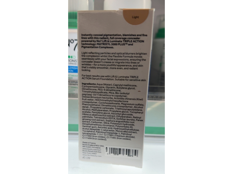 No7 Lift & Luminate Triple Action Serum Concealer, Light, 0.27 fl oz/8 mL