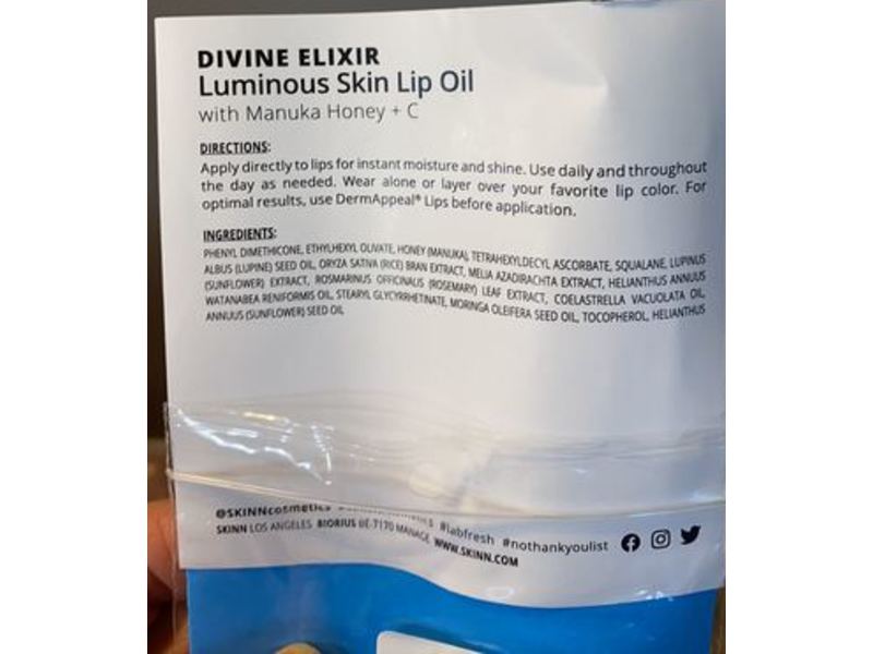 Skinn Divine Elixir Luminous Skin Lip Oil, Golden, 0.17 oz/5 mL