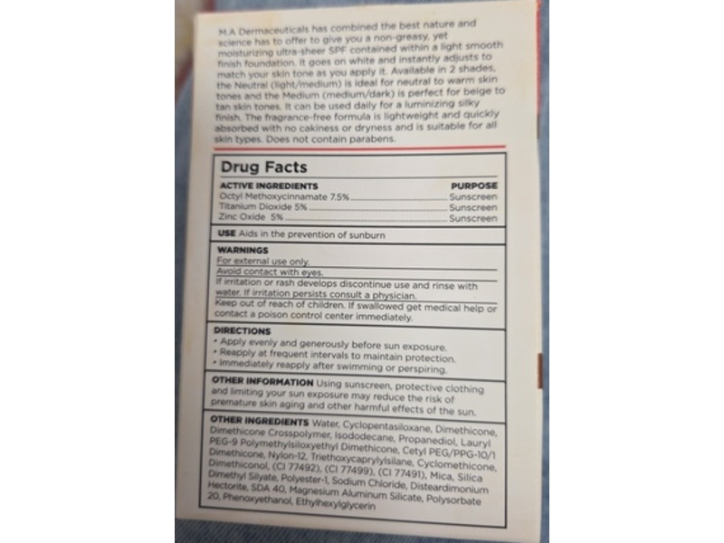 M.A.D. Skincare Sun Protection Foundation Serum, Medium, SPF 50, 1 fl oz/30 g