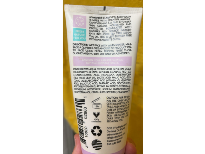 ArtNaturals Skincare Clarifying Face Wash, Tea Tree Oil, 8 fl oz/225 mL