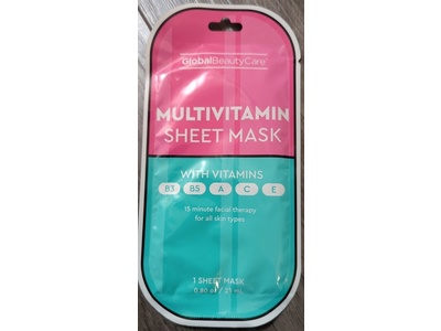 Global Beauty Care Multivitamin Sheet Mask, Vitamin B3, B5, A, C & E, 0.80 fl oz/25 mL, 1 Count
