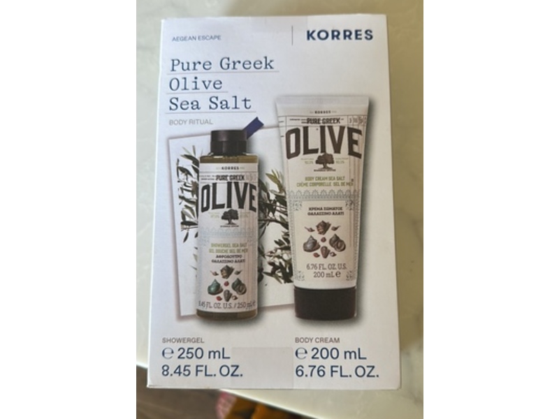 Korres Pure Greek Olive Sea Salt Shower Gel & Body Cream Duo, 8.45 fl oz/250 mL