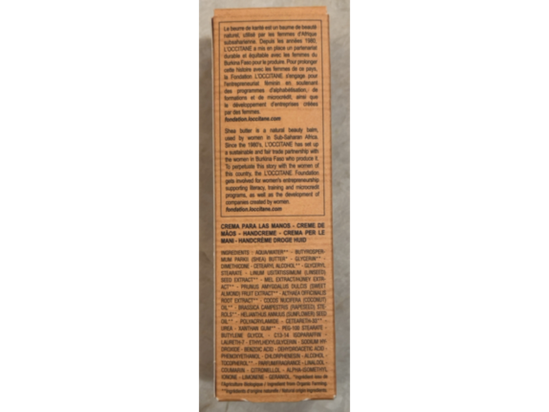 L'Occitane En Provence Hand Cream, Shea Butter, 2.6 oz/75 mL