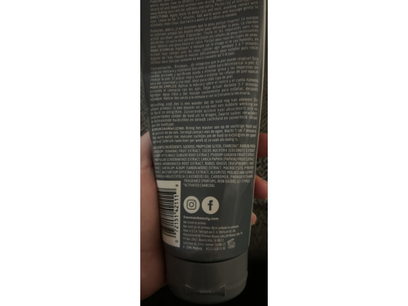 Freeman Feeling Beautiful Facial Polishing Gel Mask, Charcoal + Black Sugar, 6 fl oz/175 mL, Pack of 8