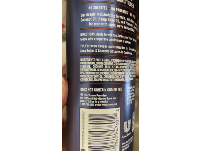Suave Men 2-In-1 Shampoo + Conditioner, Shea Butter & Coconut Oil, 16.5 fl oz/488 mL