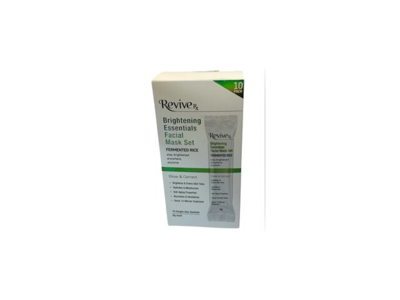 Revive Rx Brightening Essentials Facial Mask Set, Fermented Rice, 6 g, 10 Count