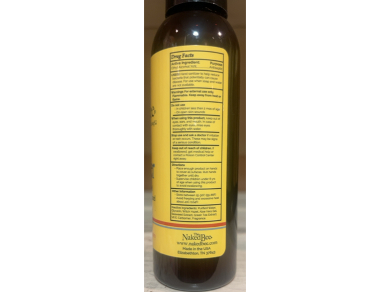 The Naked Bee Hand Sanitizer, Orange Blossom Honey, 4 oz/118 mL