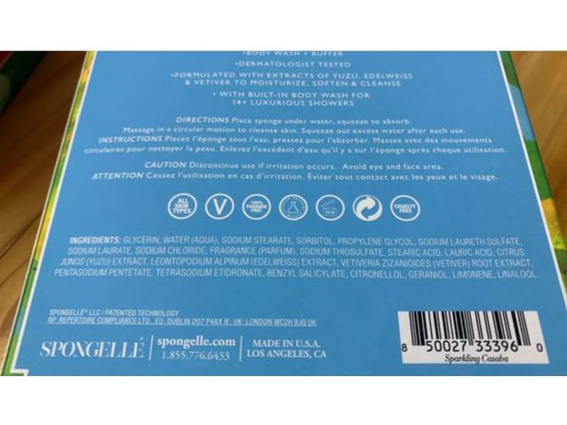 Spongelle Body Wash Infused Buffer, Sparkling Casaba, 3 oz/85 g