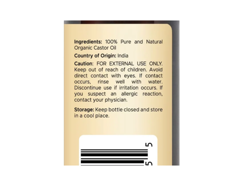 Handcraft Blends Cold-Pressed Organic Castor Oil, 4 fl oz/118 mL