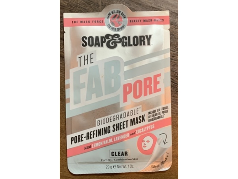 Soap & Glory The Fab Pore Refining Sheet Mask, Clear, 1.0 oz/29 g