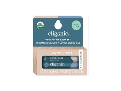 Cliganic Organic Lip Balm Set, Tropical Twist, 0.15 oz/4.25 g, Pack Of 2