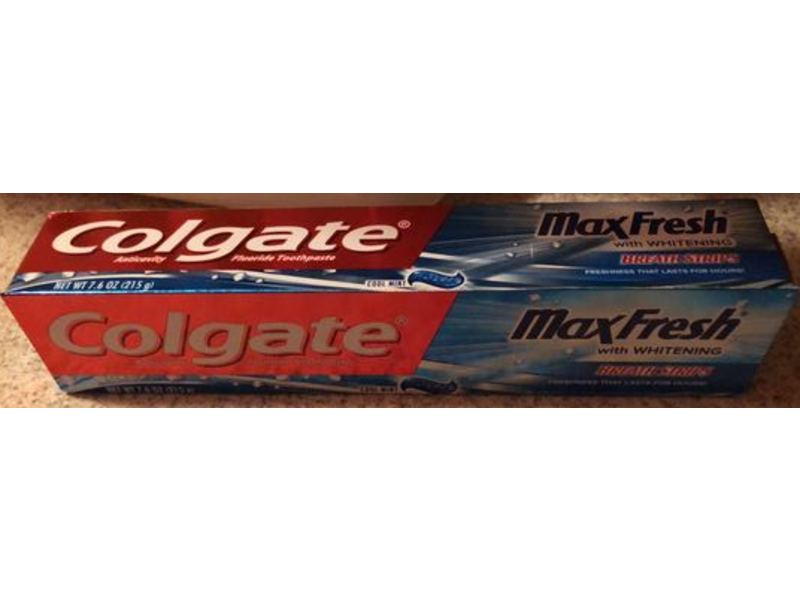 Colgate Max Fresh Toothpaste, Breath Strips, Cool Mint, 7.6 oz/215 g