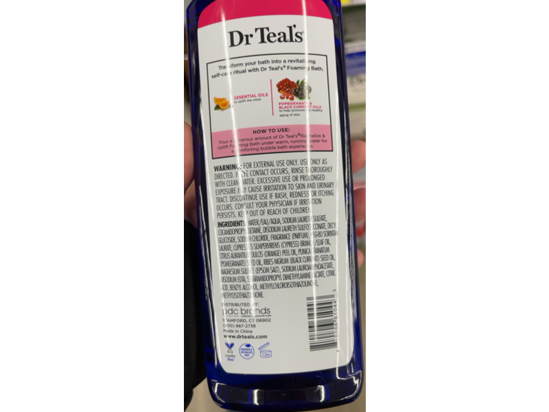 Dr Teal's Foaming Bath, Revitalize & Up Lift, Frosted Pomegranate, 14 fl oz/414 mL