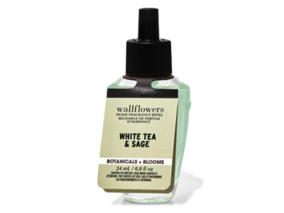 Bath & Body Works Wallflowers Home Fragrance Refill, White Tea & Sage, 0.8 fl oz/24 mL, Pack Of 4