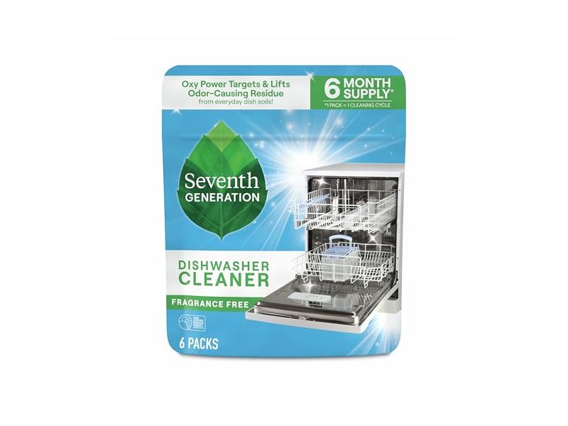 Seventh Generation Dishwasher Cleaner Packs, Fragrance Free, 6 Count