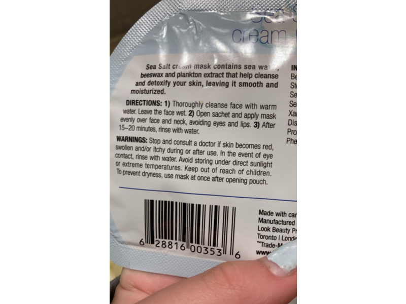 In.gredients Cream Mask, Sea Salt, 0.5 fl oz/15 mL