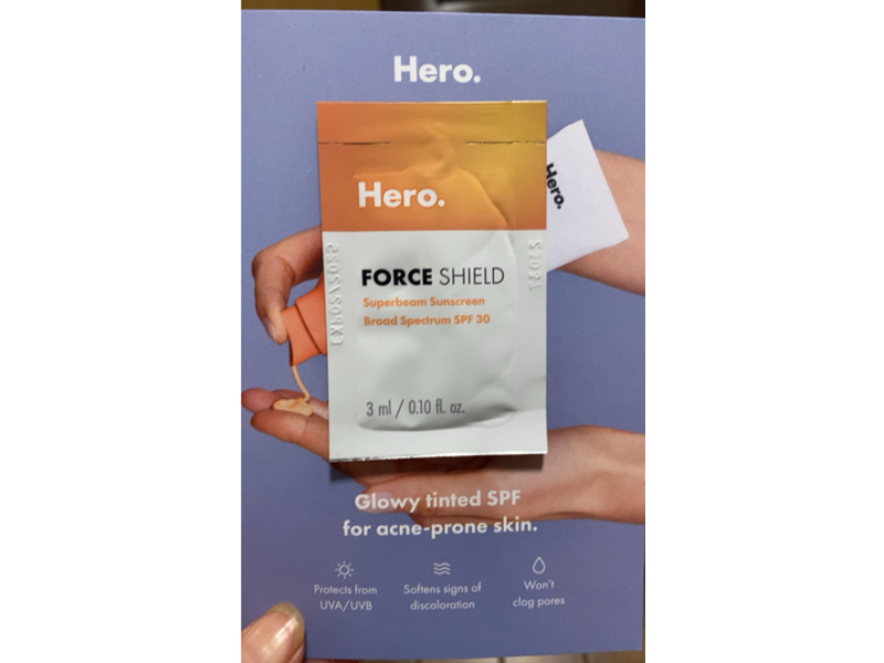 Hero Superbeam Sunscreen, Force Shield, SPF 30, 0.10 fl oz/3 mL