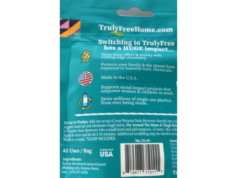 Truly Free Non Toxic Enzyme Stain Remover, 2.2 oz/62 g