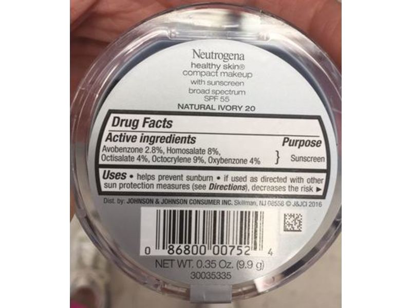 Neutrogena Healthy Skin Compact Makeup, SPF 55, 20 Natural Ivory, 0.35 oz/9.9 g