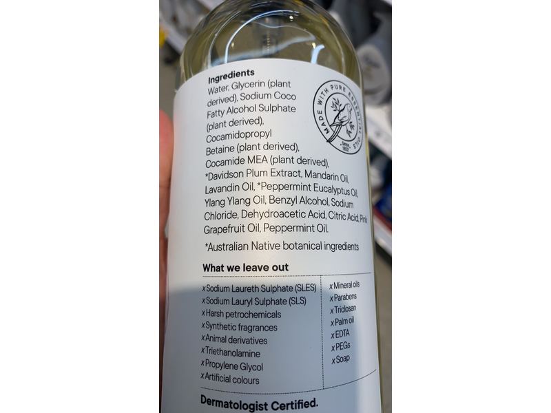 Bosisto's Revitalising Body Wash, Davidson Plum & Pink Grapefruit, 1L