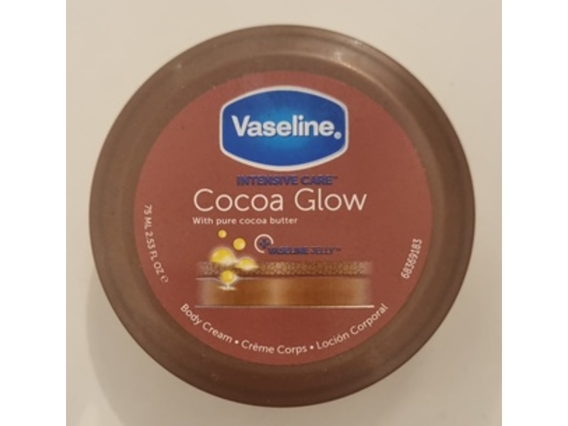 Vaseline Intensive Care Cocoa Glow Body Cream, Pure Cocoa Butter, 2.53 fl oz /75 mL