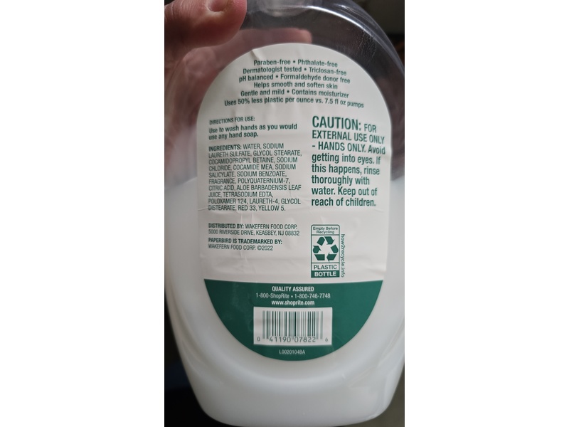 Paperbird Liquid Hand Soap Refill, Aloe, 50 fl oz/1.47 L