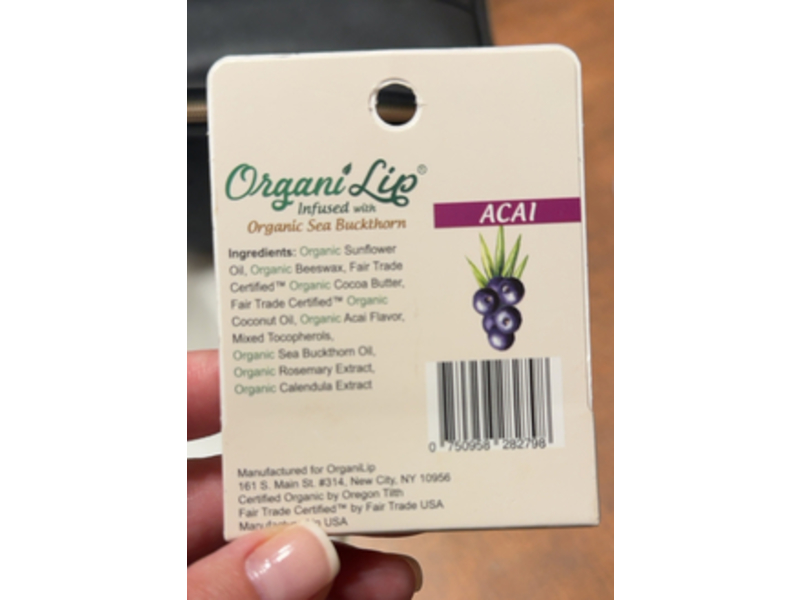 Organi Lip Ultra Moisturizing Organic Lip Balm, Organic Sea Buckthorn & Acai, 0.15 oz