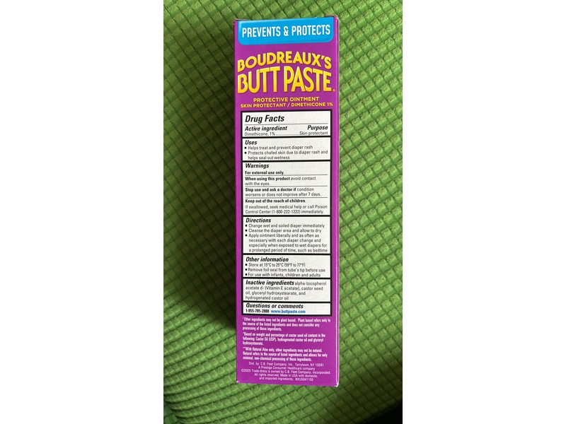 Boudreaux’s Butt Barrier Paste, Fragrance Free, 4 oz/113 g