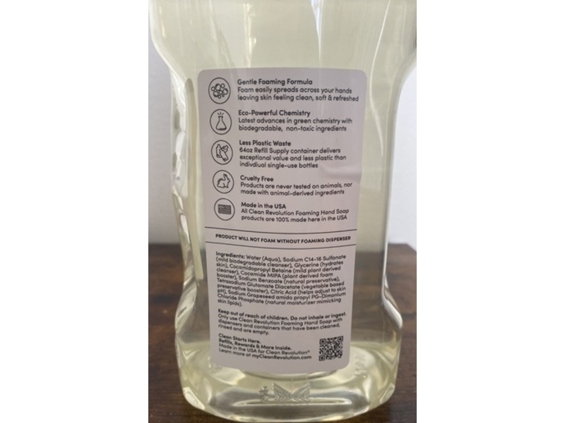 Clean Revolution Foaming Hand Soap Refill, Fragrance Free, 64 oz/1892 mL