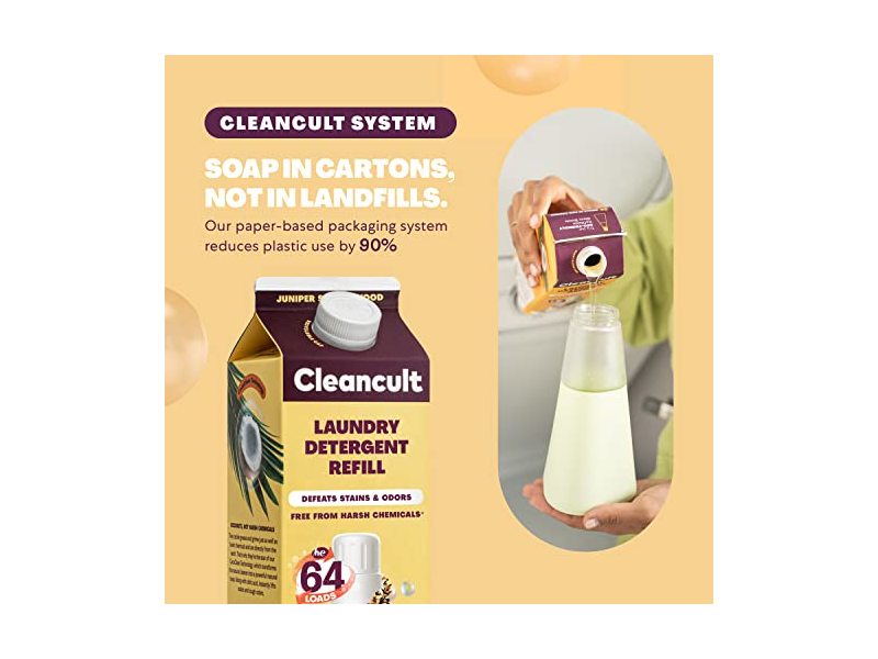Cleancult Liquid Laundry Detergent Refills, Juniper Sandalwood, 64 Loads, 32 fl oz/946 mL