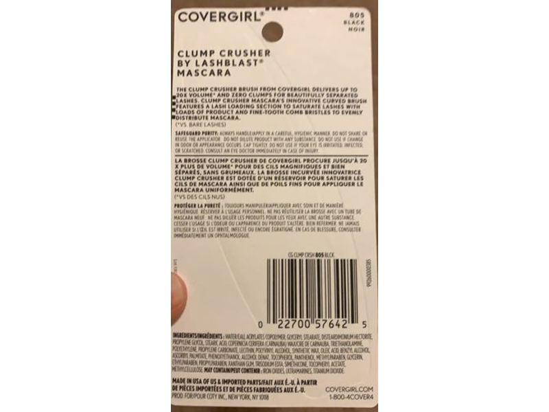 Covergirl Clump Crusher by Lashblast Mascara, 805 Black, 0.44 fl oz/13.1 mL