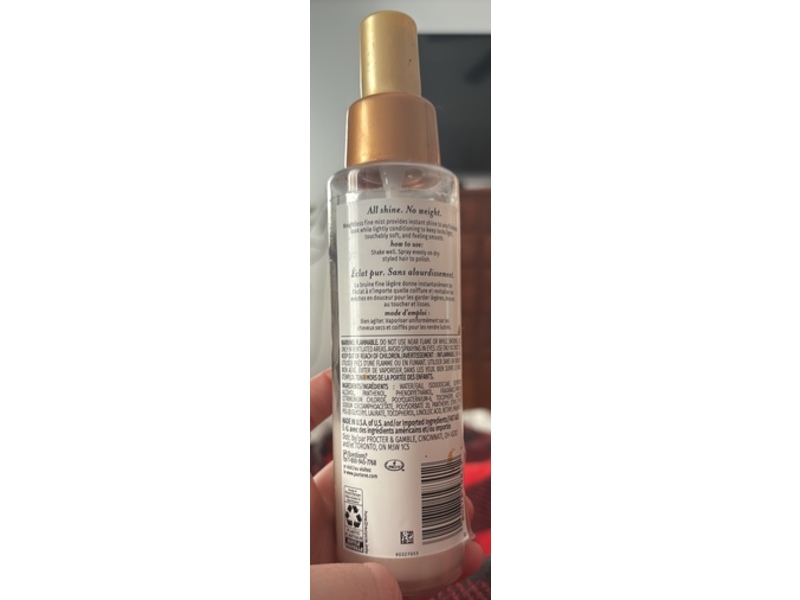 Pantene Weightless Shine Mist, 5.8 fl oz/173 mL
