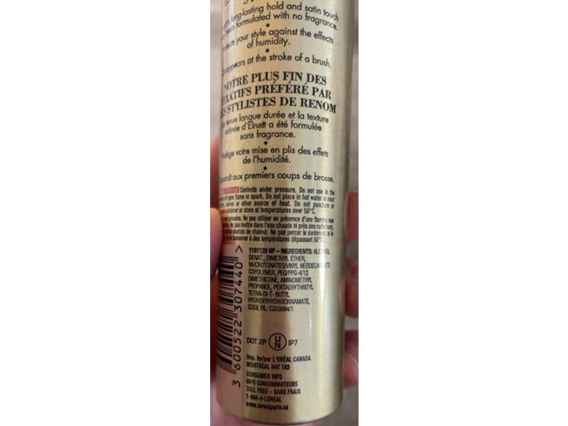 L'Oreal Paris Elnett Satin Hairspray, Extra Strong Hold, 75 mL