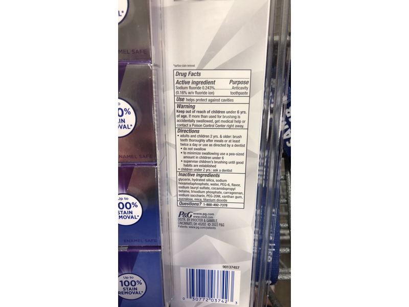 Crest 3D White Professional Toothpaste, Whiter Teeth, 3 oz/85 g, Pack Of 4