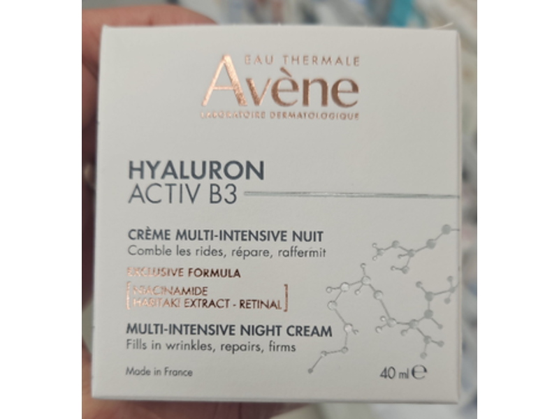 Avene Multi - Intensive Night Cream, Hyaluron Activ B3, 1.3 fl oz/40 mL