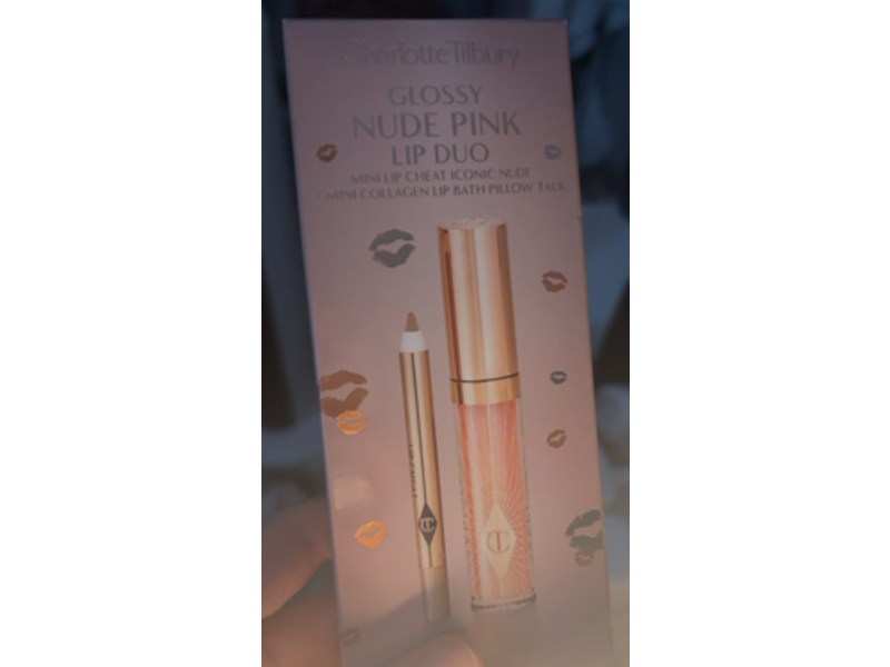 Charlotte Tilbury Mini Glossy Pink Lip Gloss + Lip Liner Set, Nude Pink, 0.08 fl oz/2.6 mL