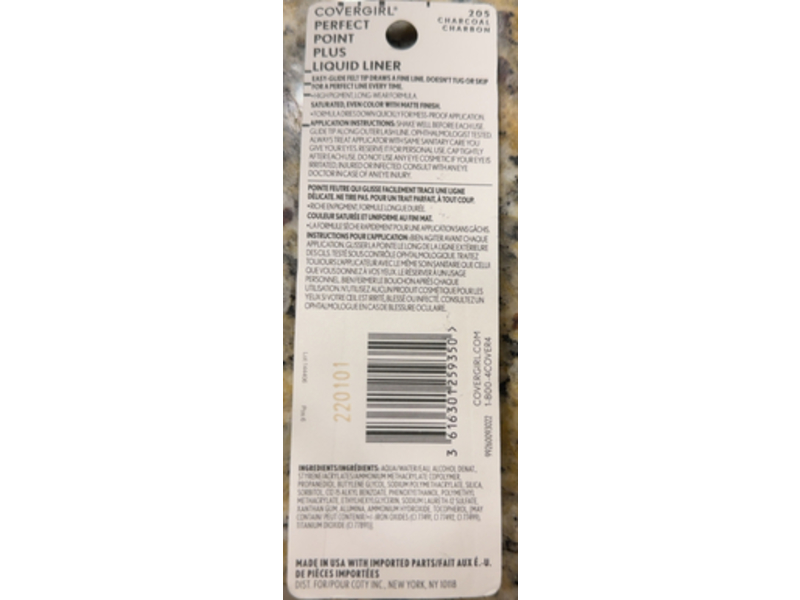 Covergirl Perfect Point Plus Liquid Eyeliner, Charcoal, .08 fl oz/2.5 mL