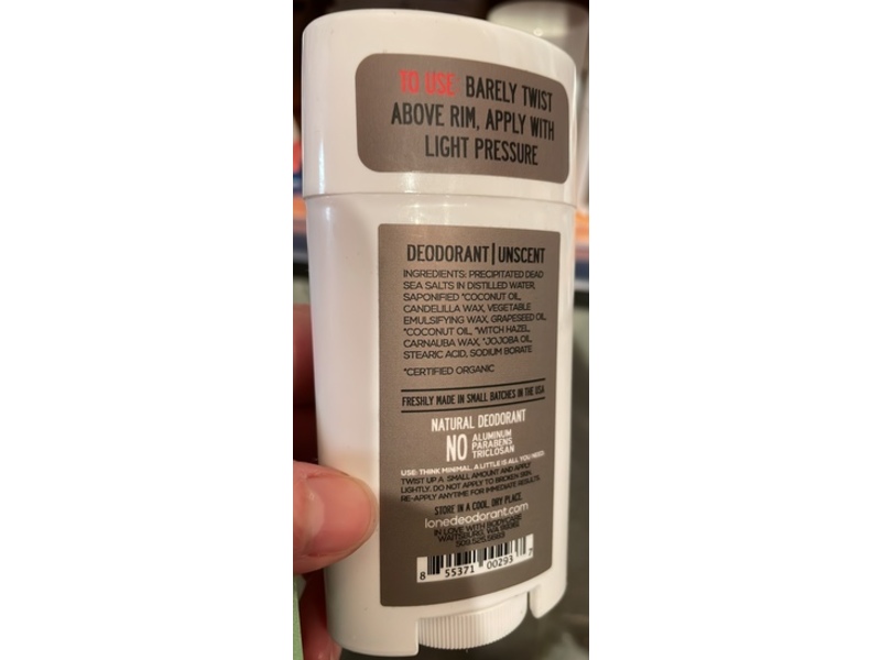 Lone Deodorant, Unscented, 2.6 oz