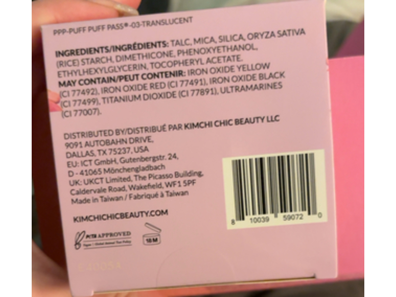 Kimchi Chic Puff Puff Pass Set & Bake Powder, 03 Translucent, 0.85 oz/24 g