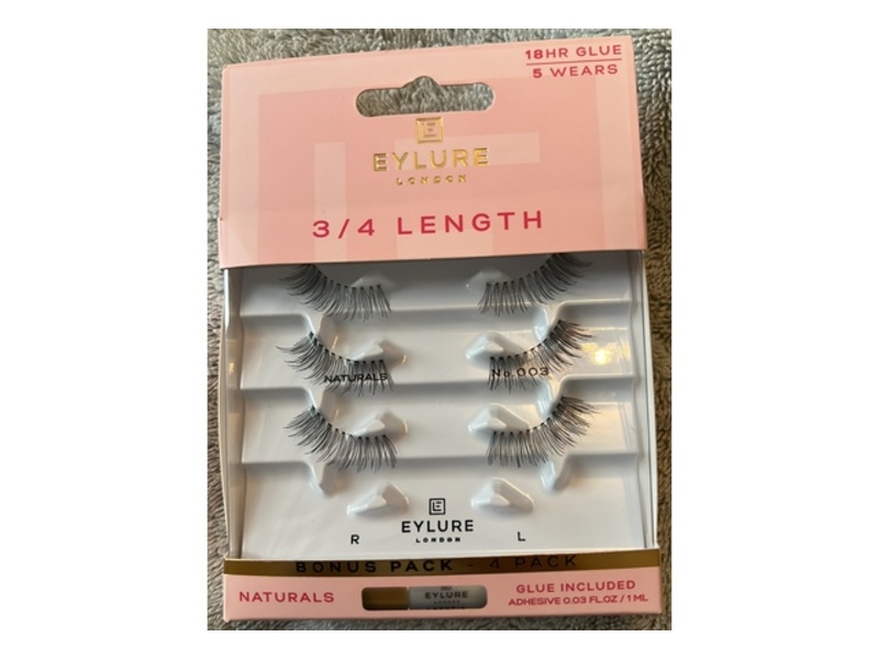 Eylure False Eyelashes & Adhesive, 3/4 Length, 0.03 fl oz/1 mL