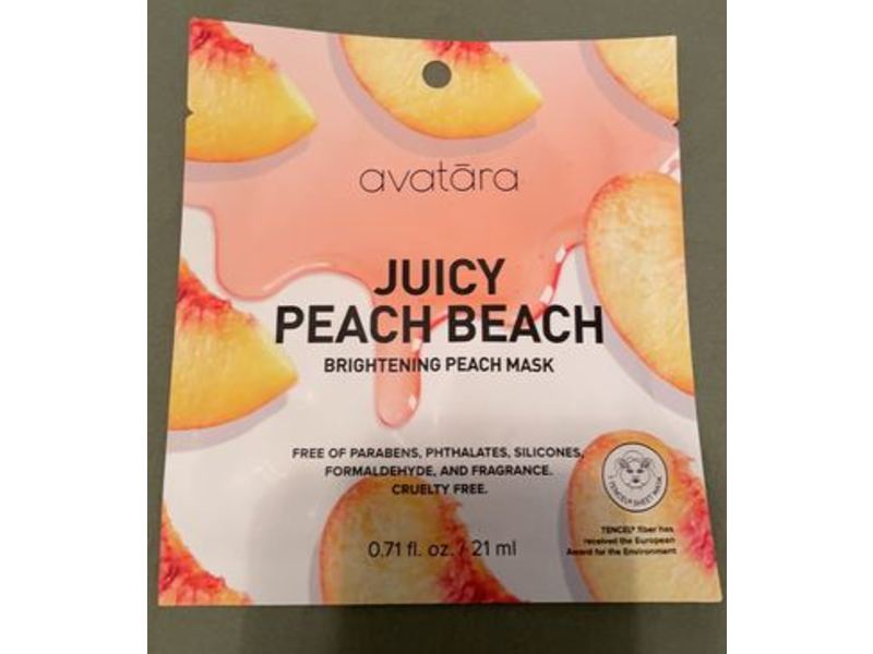 Avatara Brightening Peach Mask, Juicy Peach Beach, 0.71 fl oz/21 ml