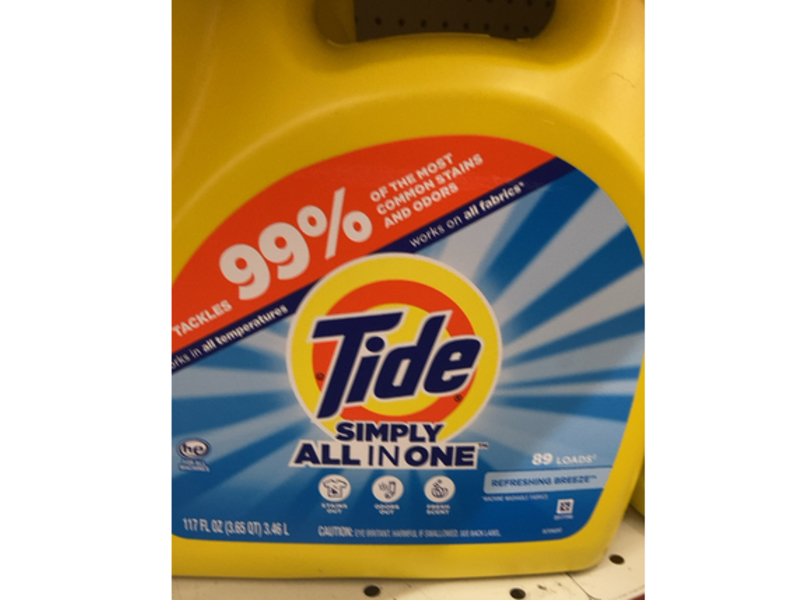 Tide Simply All in One Laundry Detergent, Refreshing Breeze, 89 Loads, 117 fl oz/3.46 L