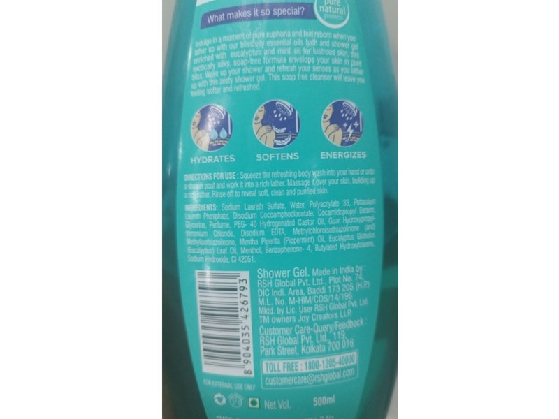 Joy Fresh Morning Awakening Shower Gel, Mint & Eucalyptus, 500 mL