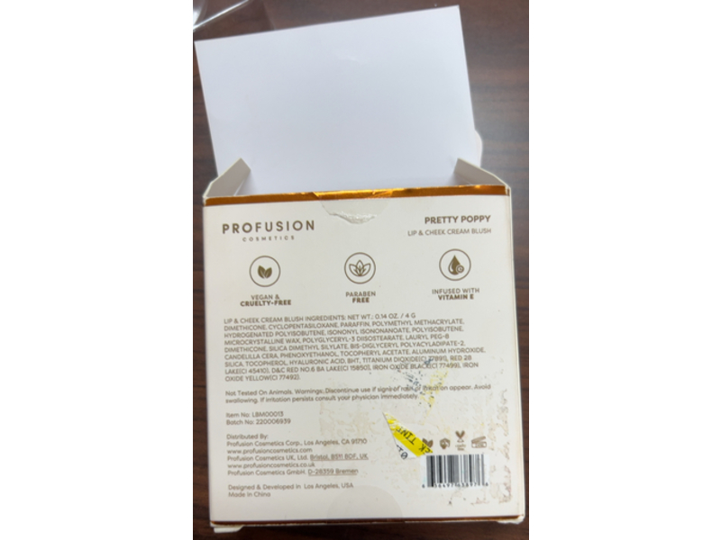 Profusion Cosmetics Lip and Cheeks Blush, Pretty Poppy, 0.14 oz/4 g