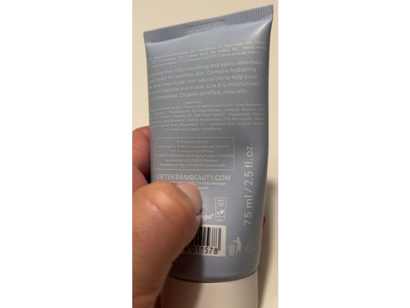 Urtekram Sensitive Skin Hand Cream, 2.5 fl oz/75 mL