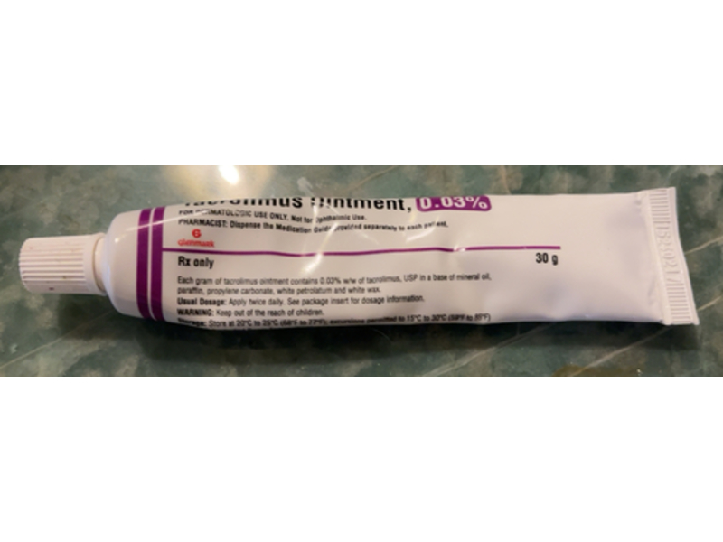 Tacrolimus Ointment 0.03%, 30 g, Glenmark (Rx)